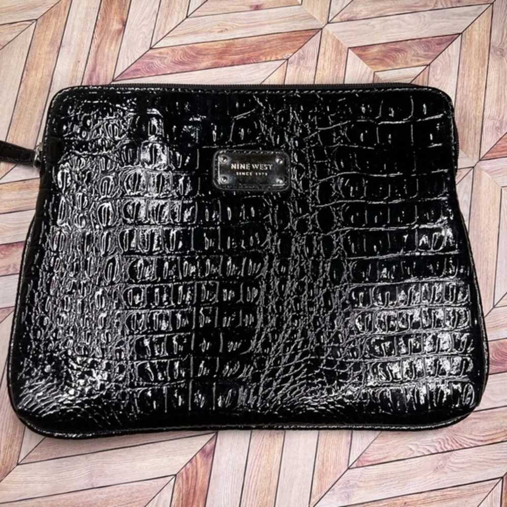 Nine West Black Square Clutch Style Zip Bag
